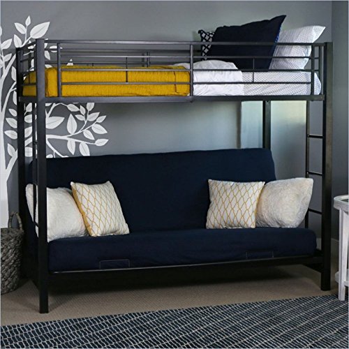 Book Cover Home Accent Furnishings Sunrise Metal Twin-Over-Futon Bunk Bed in Black