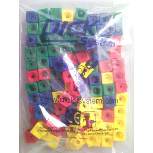 Dick-System Lot de 100 cubes à emboîter 1,7 x 1,7 cm 4 farbig (rot, blau, gelb, grün)