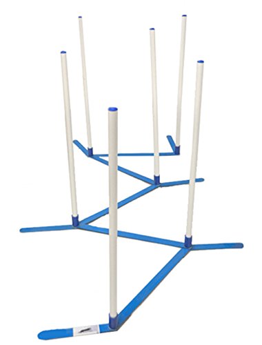 Agility Weave Poles Adjustable 6 Pole Set with Carrying Case and Grass Stakes