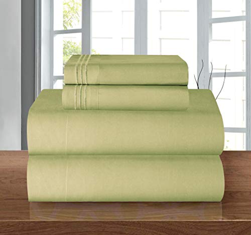 Book Cover Elegant Comfort Luxury Soft 1500 Thread Count Egyptian 3-Piece Premium Hotel Quality Wrinkle Resistant Coziest Bedding Set, All Around Elastic Fitted Sheet, Deep Pocket, Twin/Twin XL, Sage/Green