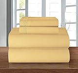 Elegant Comfort Luxury Soft 1500 Thread Count Egyptian 4-Piece Premium Hotel Quality Wrinkle Resistant Coziest Bedding Set, All Around Elastic Fitted Sheet, Deep Pocket up to 16inch, Queen, Camel/Gold