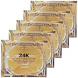 AICHUN BEAUTY 5PCS 24K Gold Gel Collagen Crystal Facial Masks Sheet Patch For Anti Aging Puffiness Anti Wrinkle Moisturizing Deep Tissue Rejuvenation and Hydrates Skin