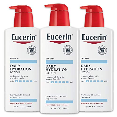 Book Cover Eucerin Daily Hydration Lotion - Light-weight Full Body Lotion for Dry Skin - 16.9 fl. oz. Pump Bottle (Pack of 3)