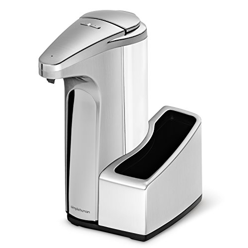 Book Cover simplehuman 13 fl. oz Touch-Free Automatic Sensor Soap Pump With Removable Caddy, Brushed Nickel