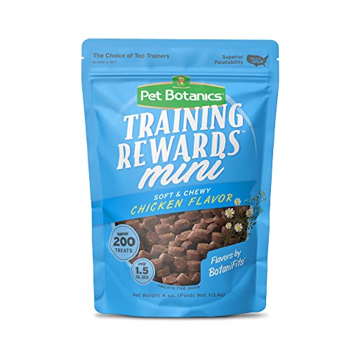 Book Cover Pet Botanics 4 oz. Pouch Training Rewards Mini Soft & Chewy, Chicken Flavor, with 200 Treats Per Bag, The Choice of Top Trainers