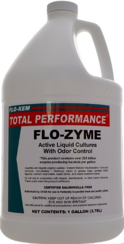Book Cover Flo-Kem 5195 Flo-Zyme Commercial Bio-Enzyme Drain Opener/Deoderizer with Pleasant Scent, 1 Gallon Bottle, Milky White