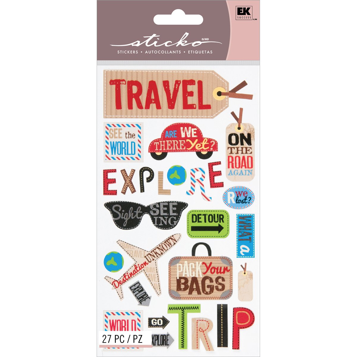 Book Cover EK Success Brands Decorative Sticko Stickers, Happy Traveling Other