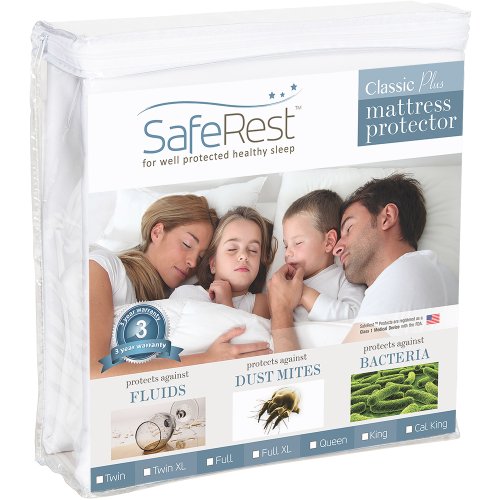 Book Cover SafeRest Twin Size Classic Plus Hypoallergenic 100% Waterproof Mattress Protector - Vinyl Free