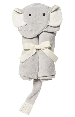 Elegant Baby Top Selling Bath Gift - Cotton Hooded Towel Wrap, Soft Grey Elephant