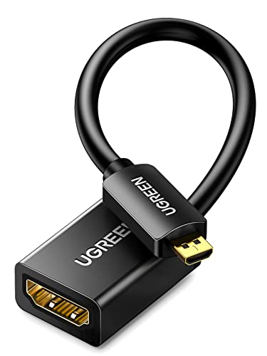UGREEN Micro HDMI to HDMI Adapter Male to Female with Ethernet Type D to Type A Cable Plated Support 1080P 3D 4K Compatible with GoPro Hero 7 Black 5 4 6 Raspberry Pi 4 Sony A6000 Camera Nikon B500