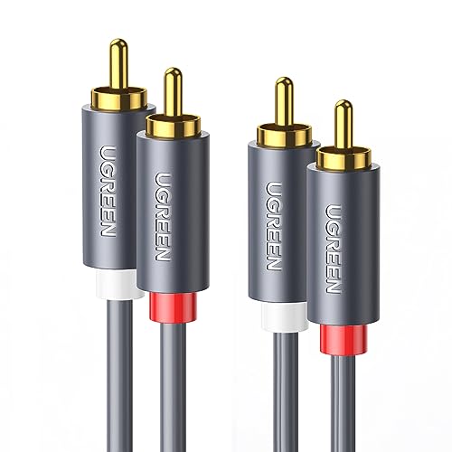 UGREEN RCA Cable 2 RCA Male to 2 RCA Male Stereo Audio Cable Adapter Gold Plated for Home Theater, HDTV, Gaming Consoles, Hi-Fi Systems (6ft/2m)