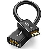 UGREEN Mini HDMI to HDMI Adapter 4K 60Hz Male to Female Adapter Compatible with Raspberry Pi, Portable Monitors, DSLR Cameras, Camcorders, Laptops, Projectors, Tablets Graphics Cards 0.6FT