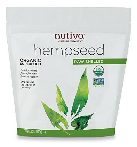 Book Cover Nutiva Organic, Raw, Shelled Hempseed from non-GMO, Sustainably Farmed Canadian Hemp, 19-ounce