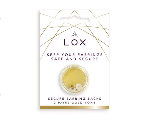 Book Cover LOX - Mega-Grip Earring Backs for Secure Hold Hypo-allergenic Gold Tone - 2 Pair Pack
