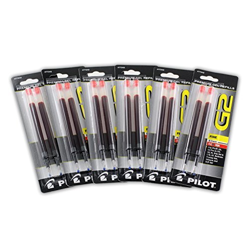 Pilot Refills for G2 Gel, Dr. Grip Gel/Ltd, ExecuGel G6, Q7, Fine Point, Red Ink, Pack of 12