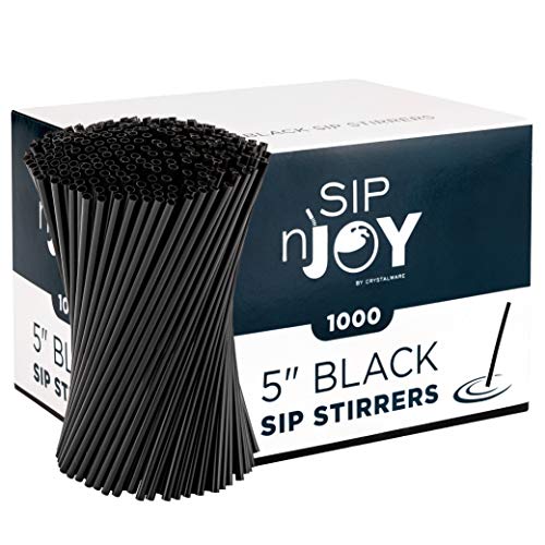 Book Cover Coffee Stirrers Sticks, Disposable Plastic Drink Stirrer Sticks, 1000 Stirrers, One Of The Primary Bar Accessories For Drinks, Use It As A Coffee Straws Or A Cocktail Mixers, Black 5-Inch (Pack of 1)