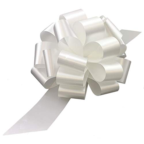 Large White Ribbon Pull Bows - 9" Wide, Set of 6, Wedding Decor, 4th of July, Christmas, Bows for Gifts, Bows for Gifts, Decor Ribbons, Reception, Anniversary, Valentine's Day