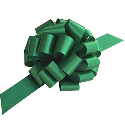 Large Emerald Green Pull Bows - 9" Wide, Set of 6, St. Patrick's Day, Easter, Spring, Gift Basket, Presents, Wreath, Fundraiser, Decoration, Classroom, Christmas, Mardi Gras