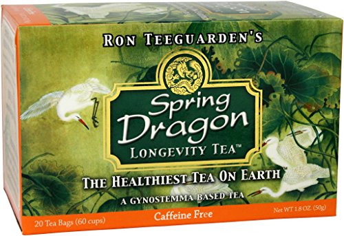 Dragon Herbs Spring Dragon Longevity Tea - 40 Organic Tea Bags - 120 Cups - Made with Organic Grown Gynostemma - All Natural, Non-GMO, Caffine Free, Premium Grade, Jiao Gu LAN (2 Pack)