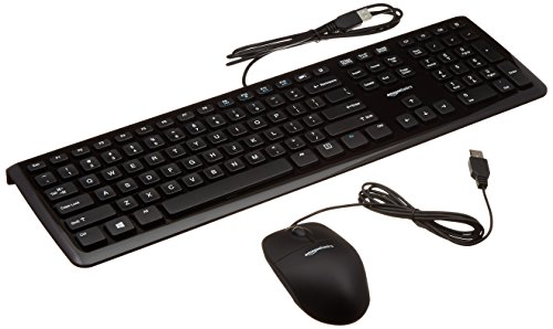Book Cover AmazonBasics USB Wired Computer Keyboard and Wired Mouse Bundle Pack