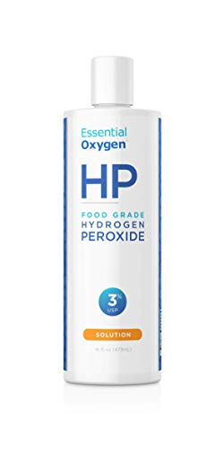 Book Cover Essential Oxygen Food Grade Hydrogen Peroxide, Natural Cleaner, 3% USP, White, 16 Ounce