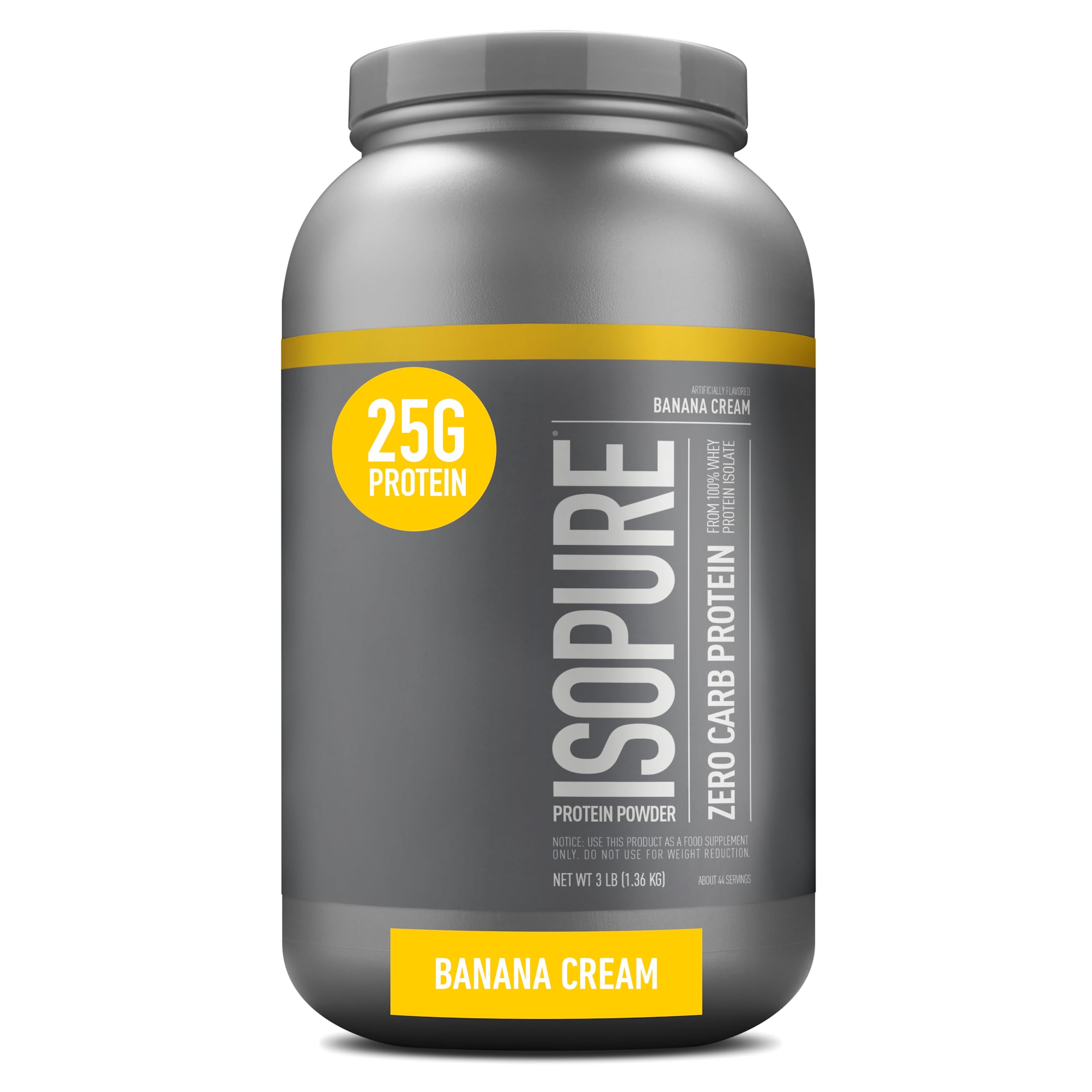 Book Cover Isopure Protein Powder, Zero Carb Whey Isolate with Vitamin C & Zinc for Immune Support, 25g Protein, Keto Friendly, Banana Cream, 44 Servings, 3 Pounds (Packaging May Vary) Banana Cream 3 Pound