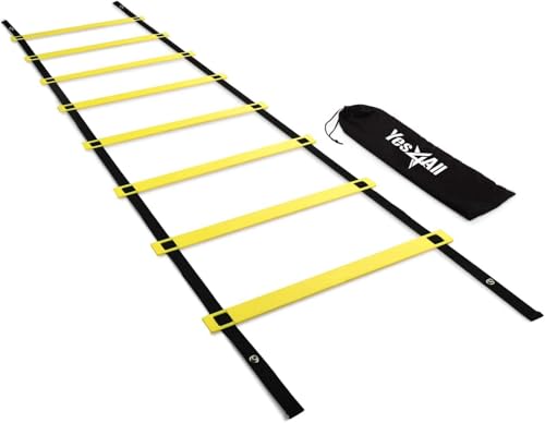 Yes4All Agility Ladder – Adjustable Speed & Agility Training Equipment for All Ages - Durable, Portable Speed Ladder, Multiple Colors & Rungs, Yellow, 8 Rungs