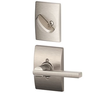 Book Cover Schlage F94-LAT-619-CEN Satin Nickel Dummy Handleset with Latitude Lever and Century Rose (Interior Side Only)