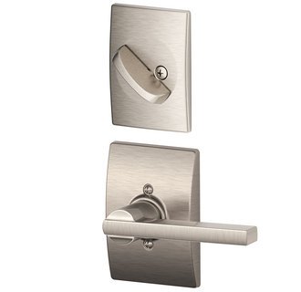 Schlage F94-LAT-619-CEN Satin Nickel Dummy Handleset with Latitude Lever and Century Rose (Interior Side Only)