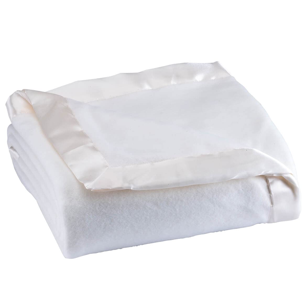 Book Cover OakRidge Satin Fleece Blanket, Full/Queen, Twin or King Size – 100% Polyester Lightweight Fabric and Cozy Satin Binding Edges in Tightly Folding Travel Blanket, White Off White King