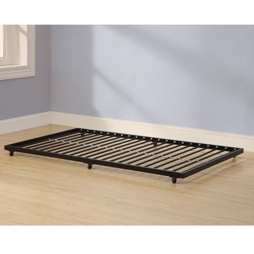 Book Cover Home Accent Furnishings Twin Roll-out Trundle Bed Frame, Black Finish, Fits Under Almost Any Bed
