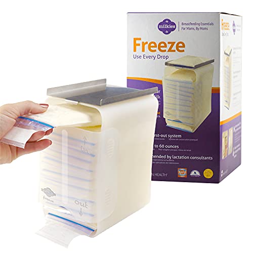 Book Cover Milkies Freeze Organizer for Breast Milk Storage Bags, Simple Container Storing System for Freezing BreastMilk to Feed Baby, Reusable Breastfeeding Accessories, Use With All Milk Bags for Breastmilk