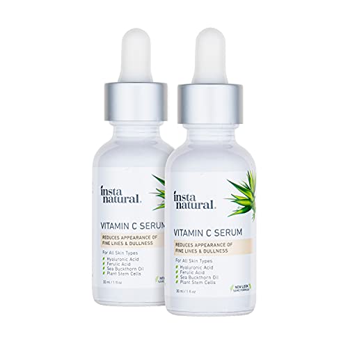 Book Cover Vitamin C Facial Serum Duo - Anti-Aging Serum, With Hyaluronic Acid & Vitamin E, Brighten & Defend, Anti-Aging, Wrinkle Reducer & Sun Damage Corrector - InstaNatural - 2 Pack