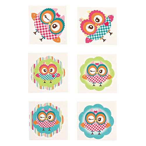 Book Cover Owl Party Temporary Tattoos - 72 pcs