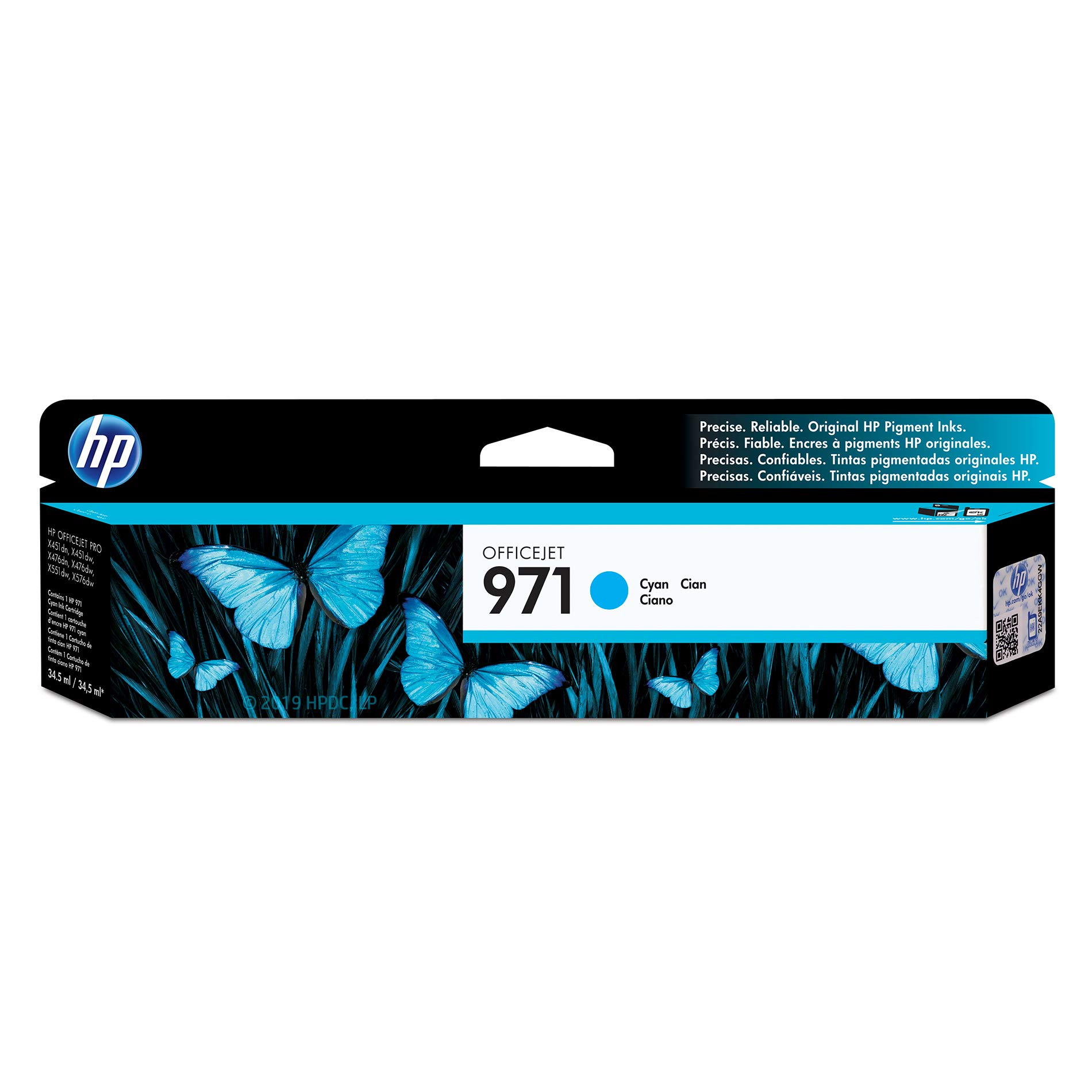 HP 971 | PageWide Cartridge | Cyan | Works with HP OfficeJet Pro X451, X476, X551, X576 | CN622AM Ink