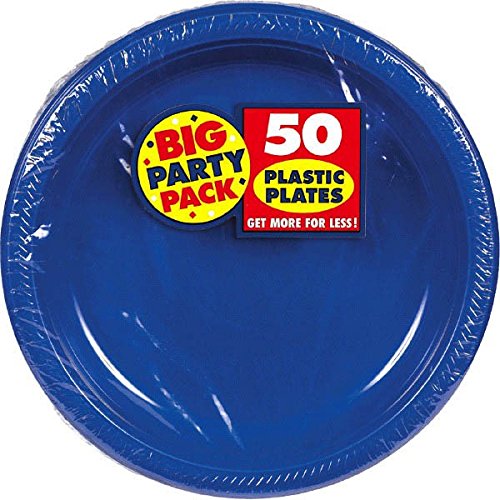 Big Party Pack Bright Royal Blue Plastic Plates | 7" | Pack of 50 | Party Supply