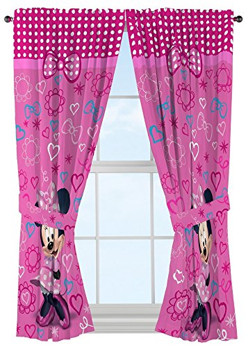 Book Cover Disney Minnie Mouse Window Panels Curtains Drapes Pink Bow-tique, 42
