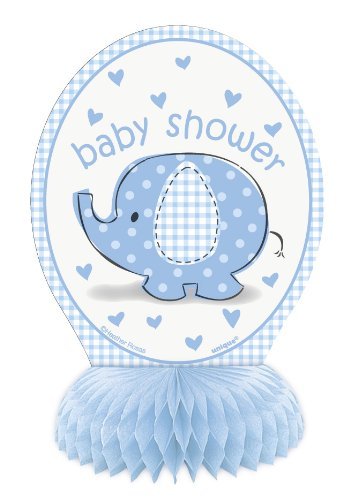 Unique Party 41710 - Mini Honeycomb Blue Elephant Baby Shower Party Decorations, Pack of 4