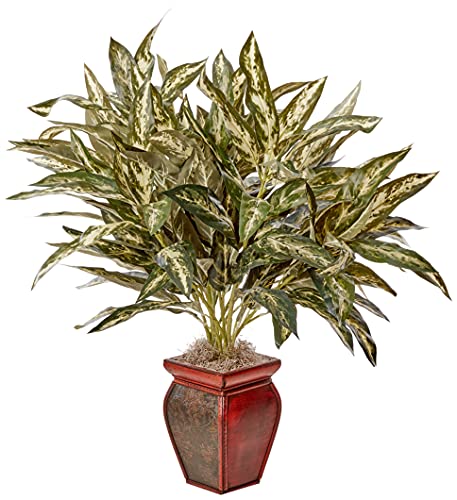 Book Cover Nearly Natural 6673 30in. Aglaonema with Decorative Vase Silk Plant,Green,7.5