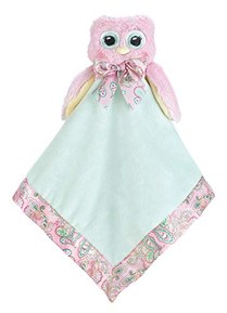 Bearington Baby Lil' Hoots Snuggler, Pink Owl Plush Stuffed Animal Security Blanket, Lovey 15"