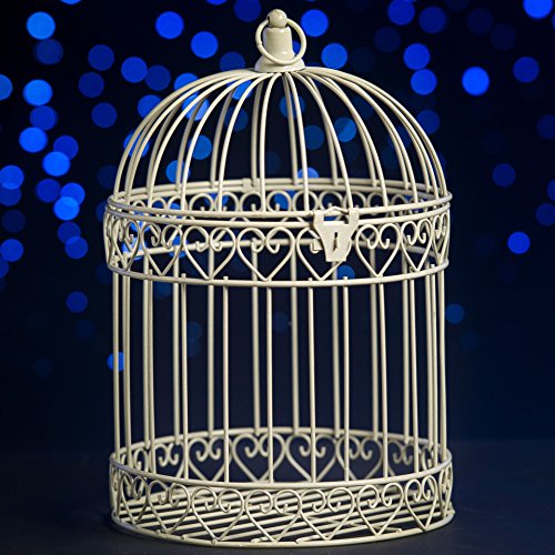 Book Cover Shindigz Indoor/Outdoor Decorative Bird Cage Latern Centerpiece-Ivory