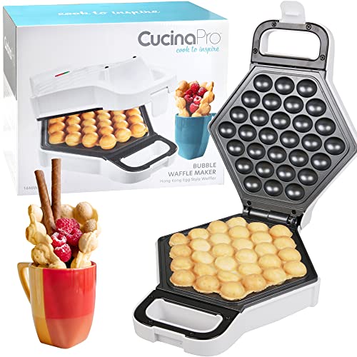 Book Cover Bubble Waffle Maker- Electric Nonstick Hong Kong Egg Waffler Iron Griddle w Ready Indicator Light- Ready in under 5 Mins- Recipe Guide Included Make Homemade Ice Cream Cones Summer Pool Party Treat