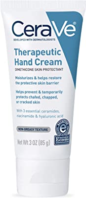 Book Cover CeraVe Therapeutic Hand Cream for Dry Cracked Hands With Hyaluronic Acid and Niacinamide | Fragrance Free 3 Ounce