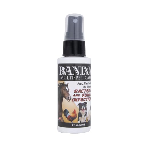 BANIX Horse and Pet Care Spray, Skin Support for Horses, Dogs, and Cats, Alcohol-Free, Non-Staining, No Odor, Made in USA, All-Weather Grooming Formula, 2 oz