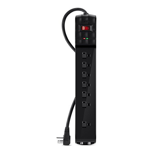 Belkin 7-Outlet Surge Protector with 6-Foot Power Cord and Cable / Satellite Protection, Black, BSQ701bg06BLKDP
