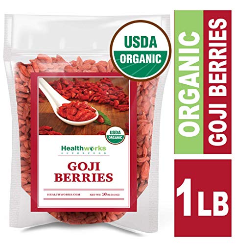 Healthworks Raw Goji Berries (16 Ounces / 1 Pound) | Certified Organic & Sun-Dried | Keto, Vegan & Non-GMO | Baking, Teas & Smoothies | Antioxidant Superfood