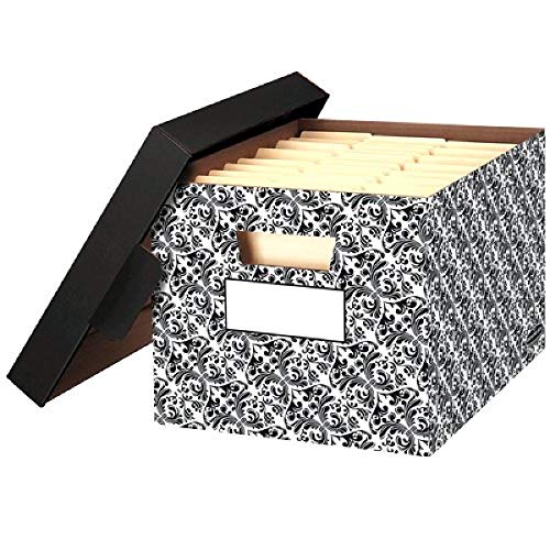 Bankers Box Decorative Storage Boxes with Lids for Home Decor Brocade, 4 Pack (0022705)