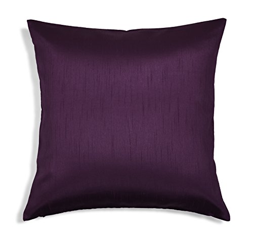 Book Cover Aiking Home Solid Faux Silk Euro Sham/Pillow Cover, Zipper Closure, 26 by 26 Inches, Eggplant