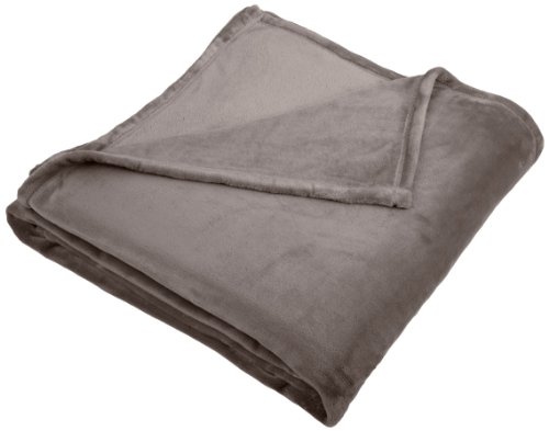 Book Cover Amazon Brand – Pinzon Velvet Plush Blanket - Full or Queen, Grey