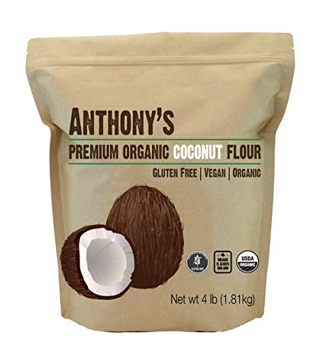 Book Cover Anthony's Organic Coconut Flour, 4 lb, Batch Tested Gluten Free, Non GMO, Vegan, Keto Friendly